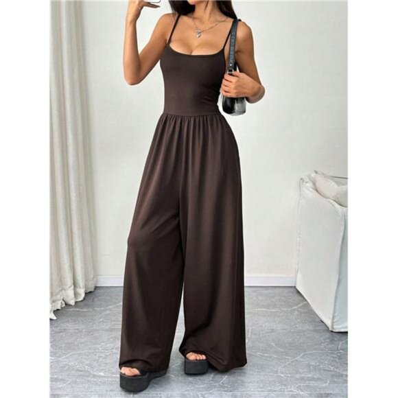 Sexy Spaghetti Strap Wide Leg Jumpsuit - Picture 3 of 6